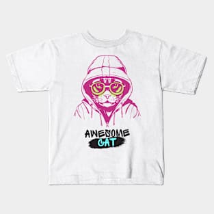 cyberpunk cat Kids T-Shirt